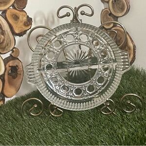 VINTAGE FEDERAL GLASS DIVIDED CANDY/RELISH DISH ROUND WINDSOR